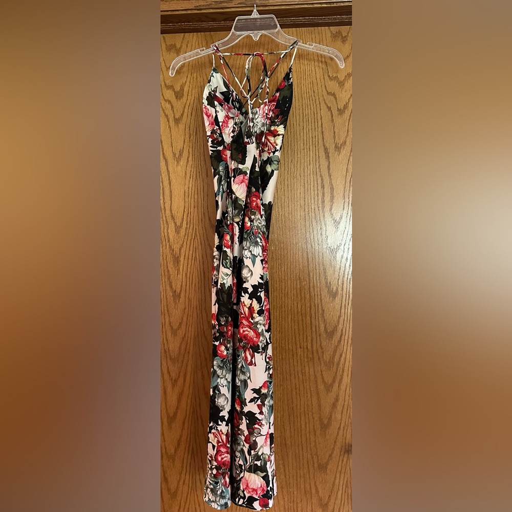 Vici Black and Pink Floral Maxi Dress